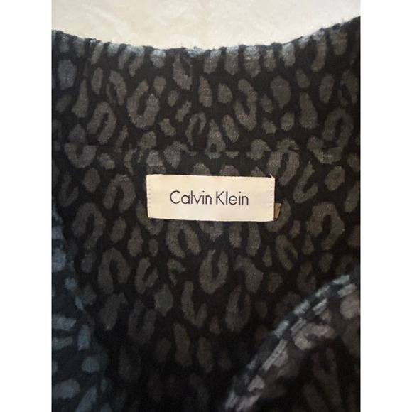 Calvin Klein Black Grey Leopard Print Mock Neck Sleeveless Sheath Dress Women's - Picture 3 of 4